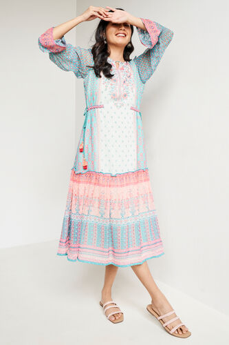 Sage Green Floral Flared Dress, Sage Green, image 4